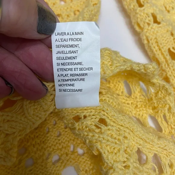 Women’s Crochet Yellow Long Sleeve Top Boho Beach Hippie Festival Fairy Y2K Sz M - Picture 11 of 16